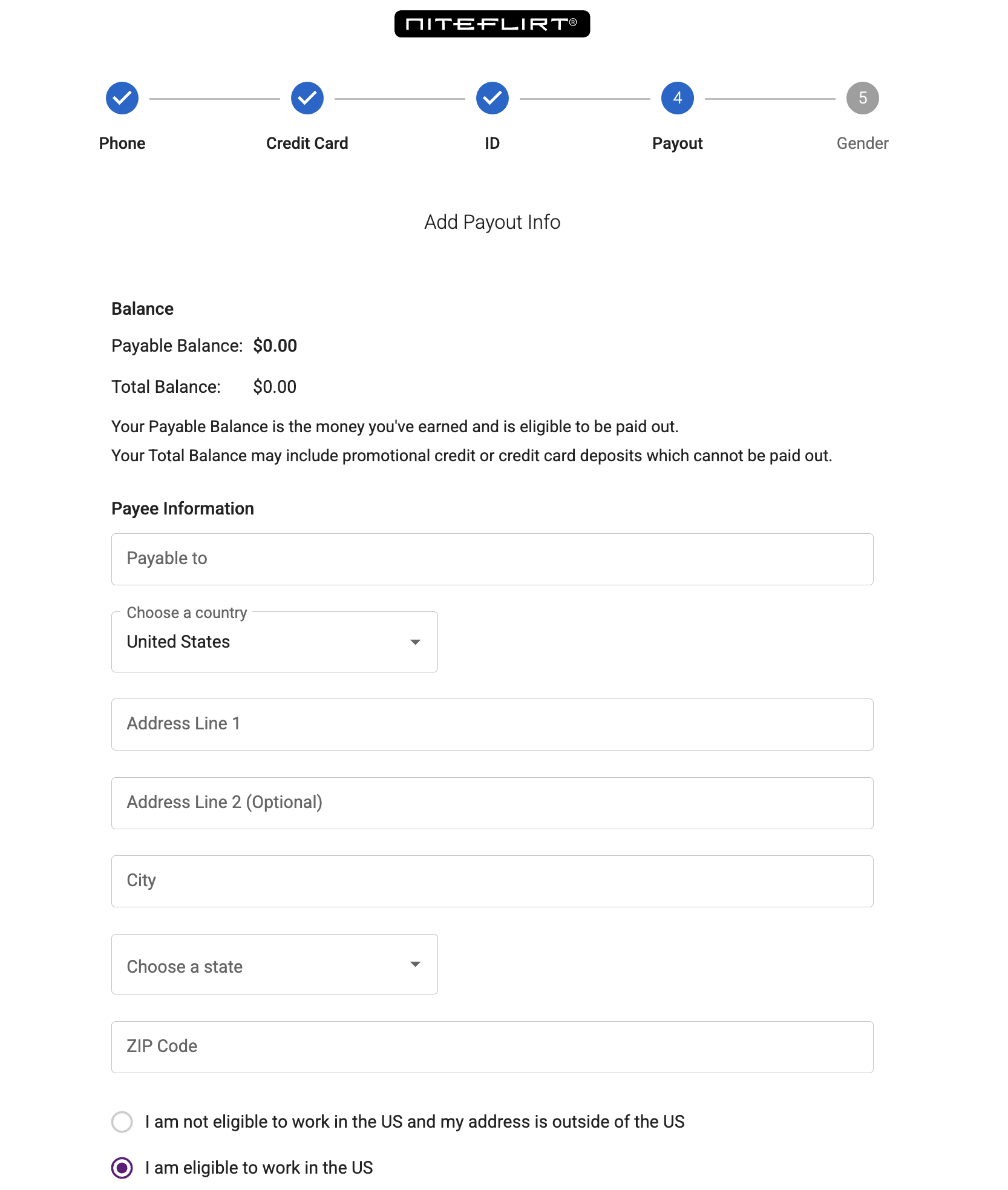 Onboarding payout