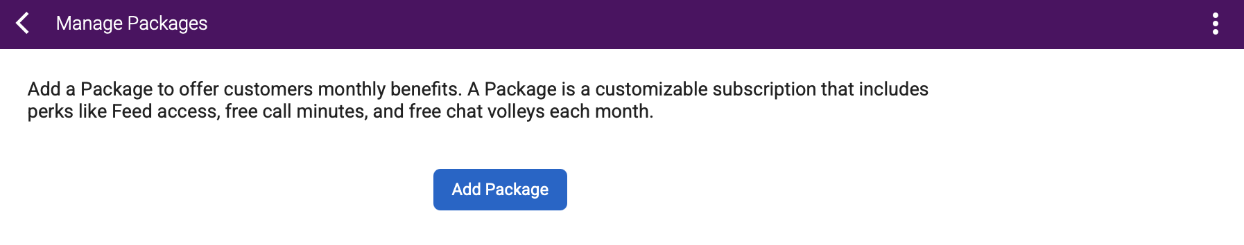 Add Package button