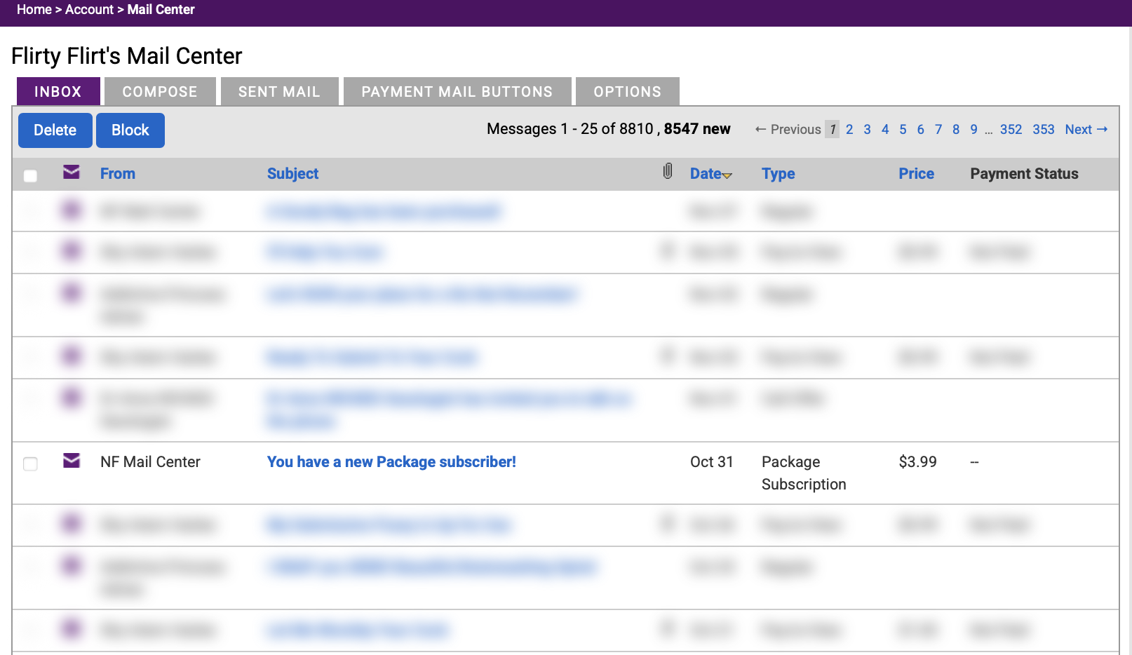 NF Mail subscription notification example