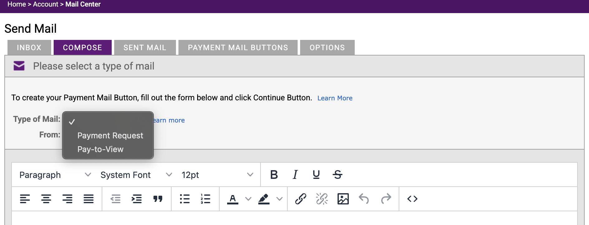 Type Of Payment Mail