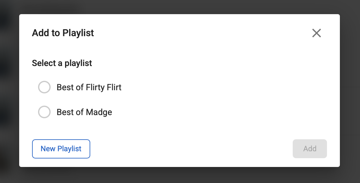 Add to playlist modal