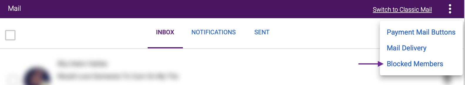 Blocked Members menu
