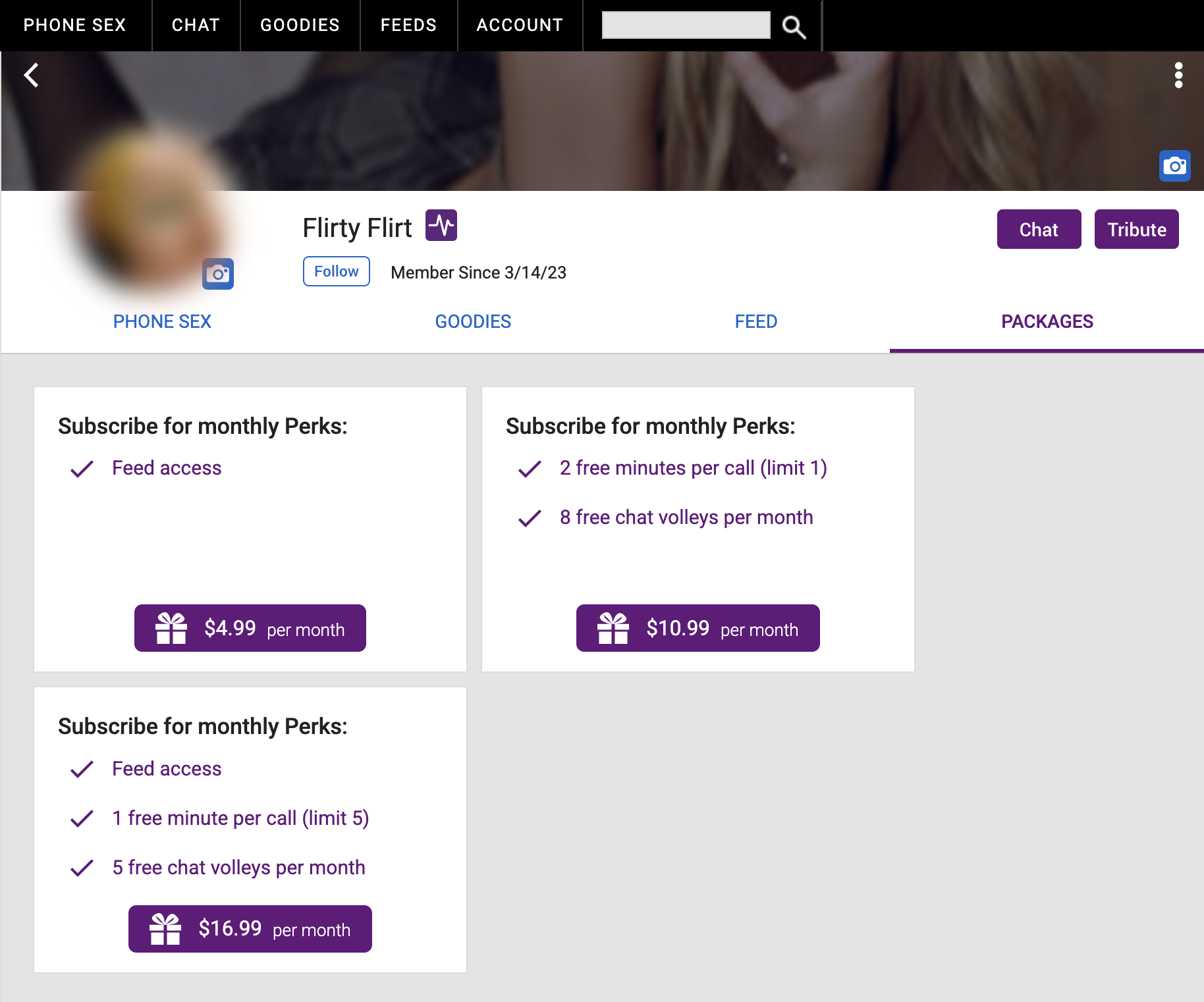 Storefront Packages tab