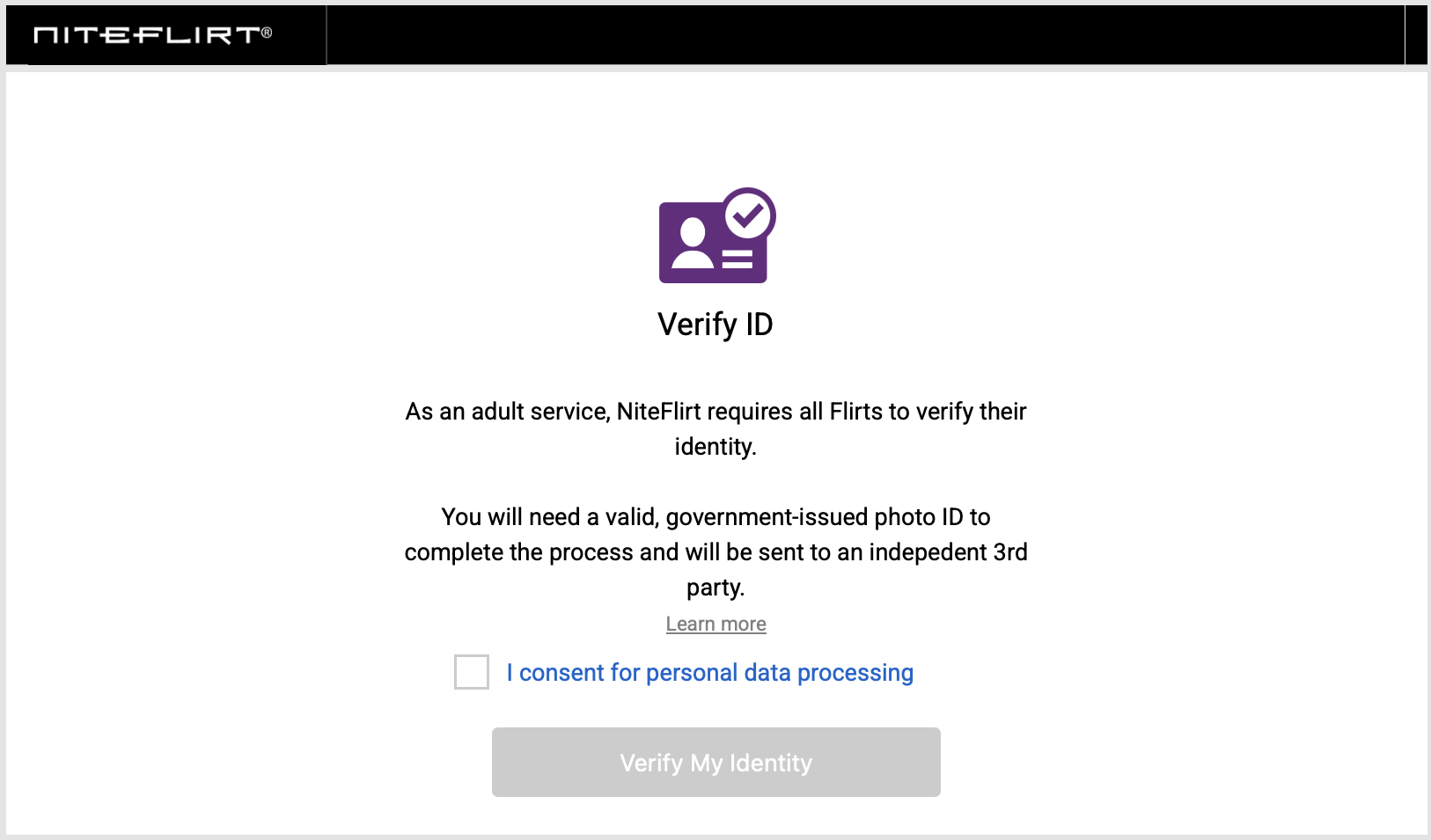 Consent for ID verification screen