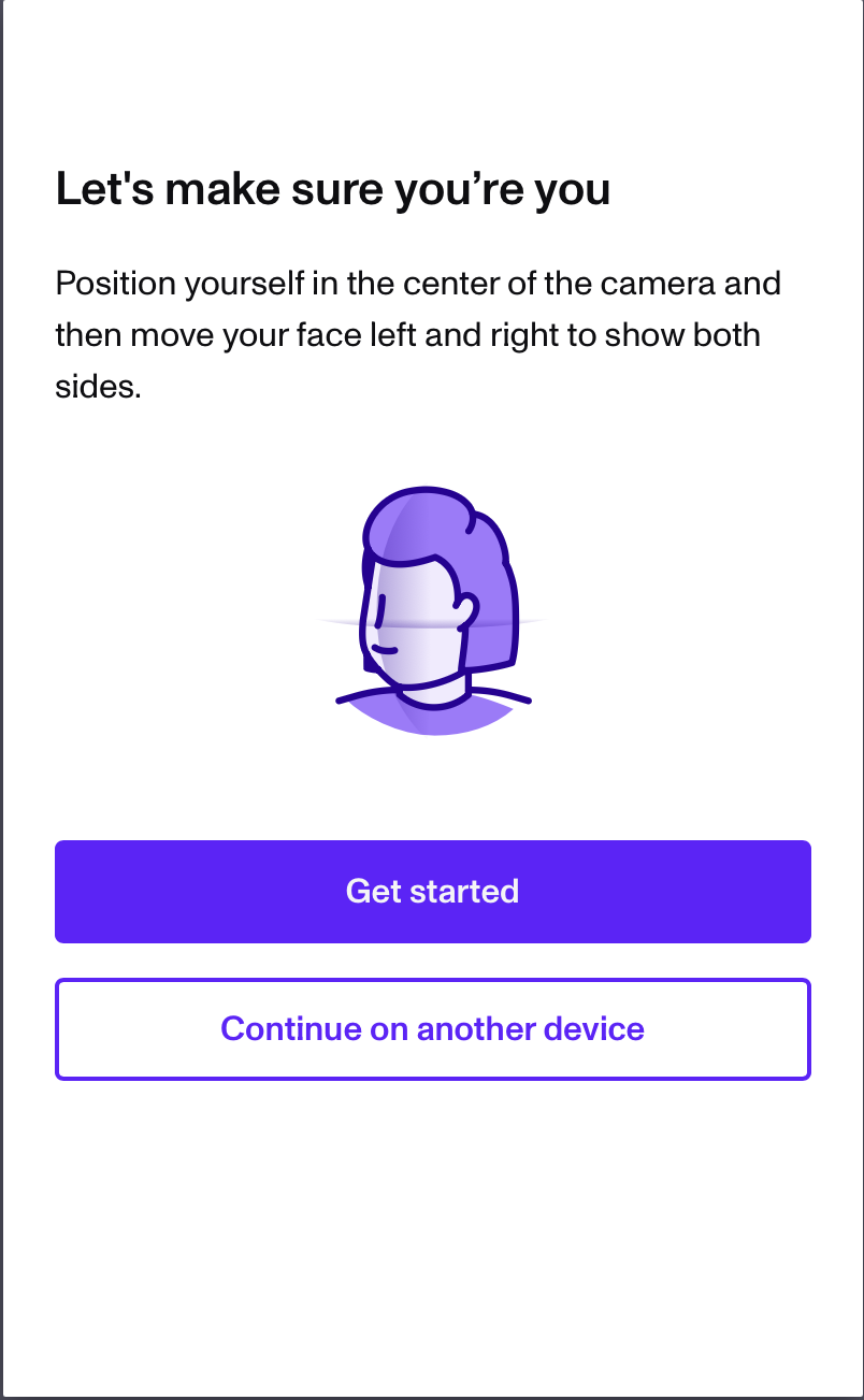 Face verification screen