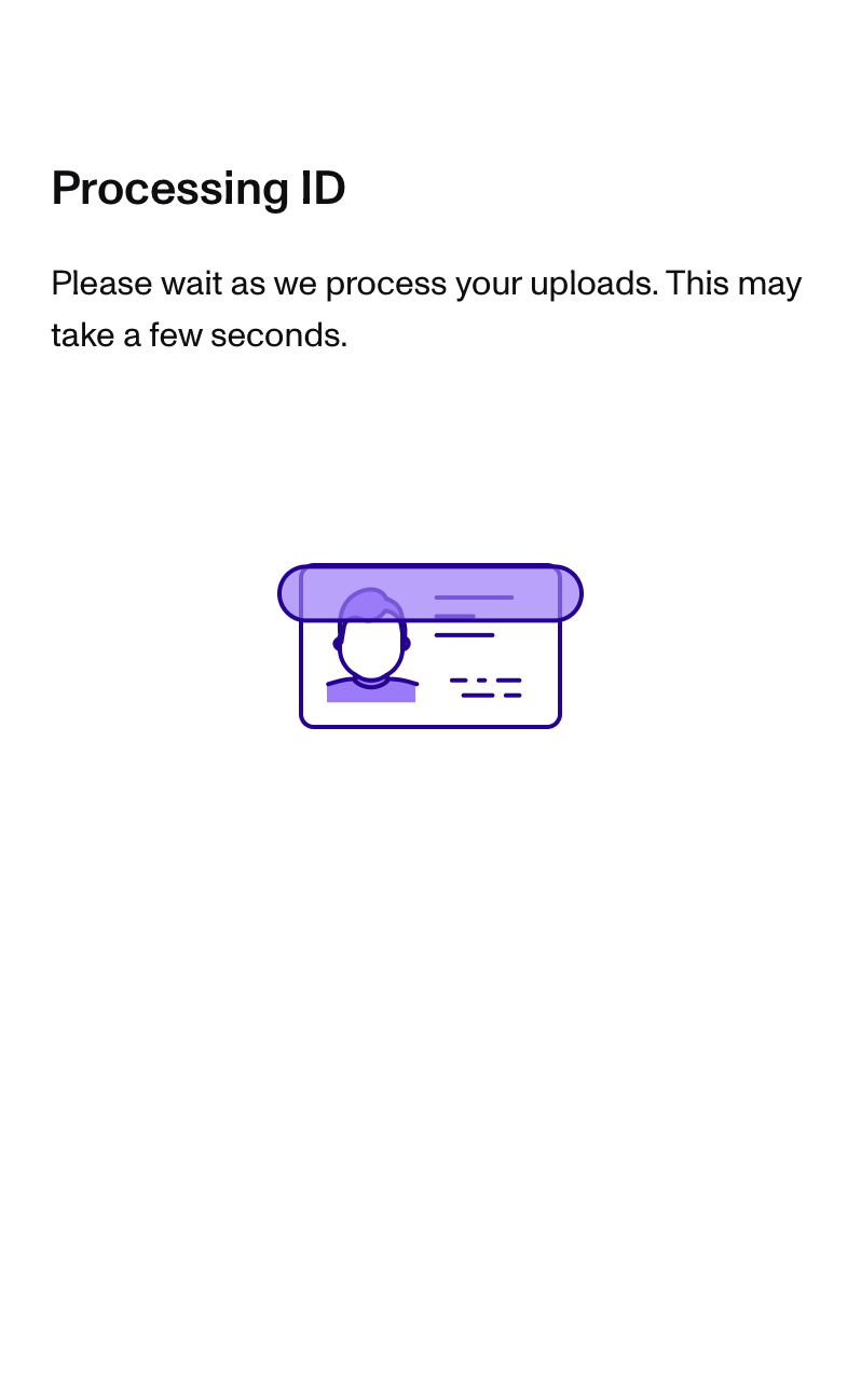 Processing ID screen
