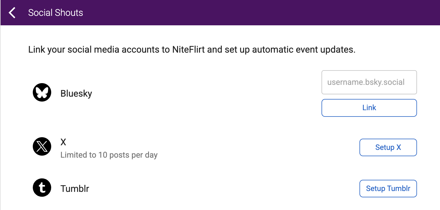 Link social media accounts