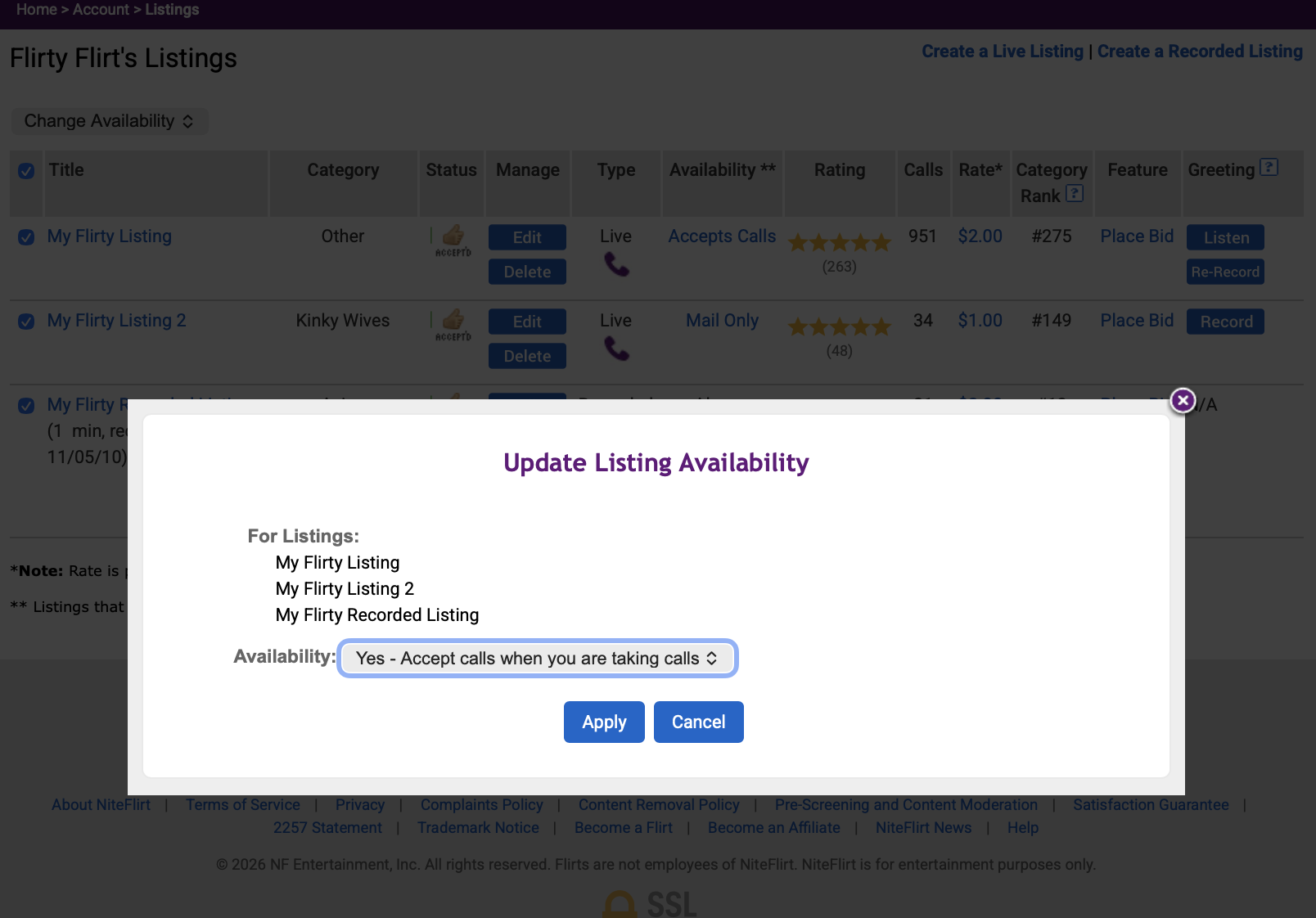 Change Listing Availability