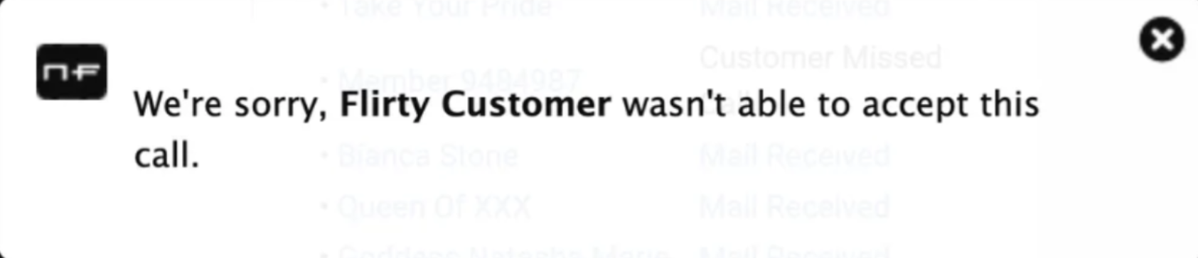 Call failed alert