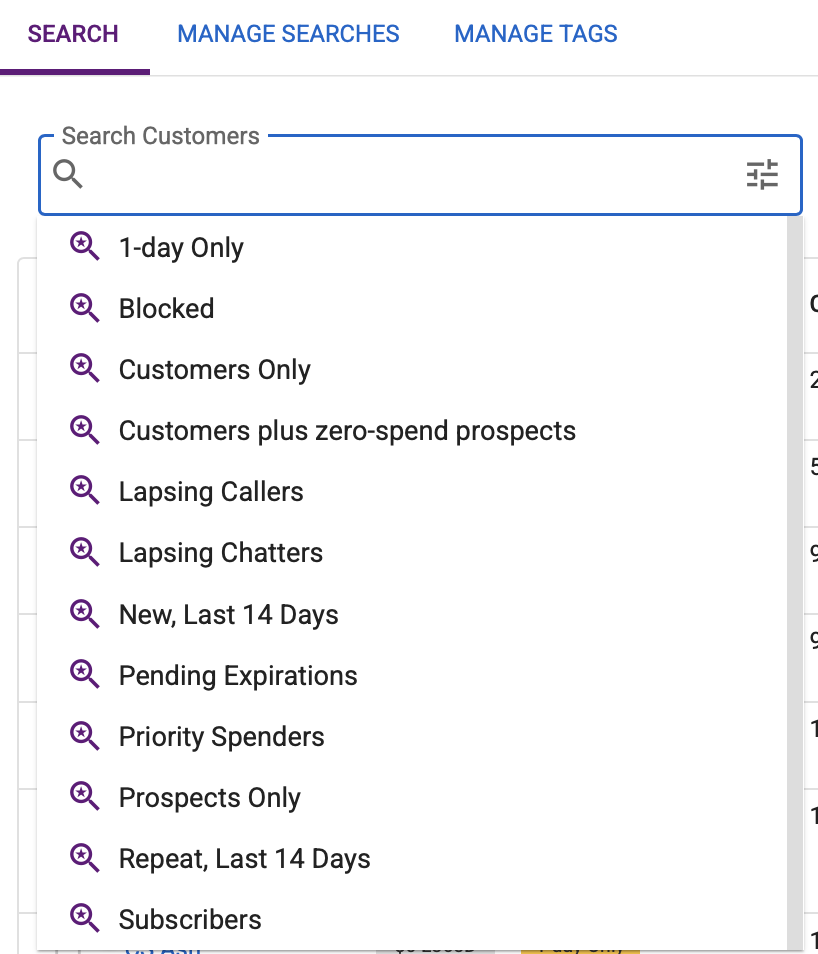 Search Customers auto-suggestions