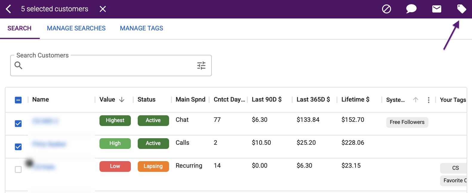 Add Tags bulk action