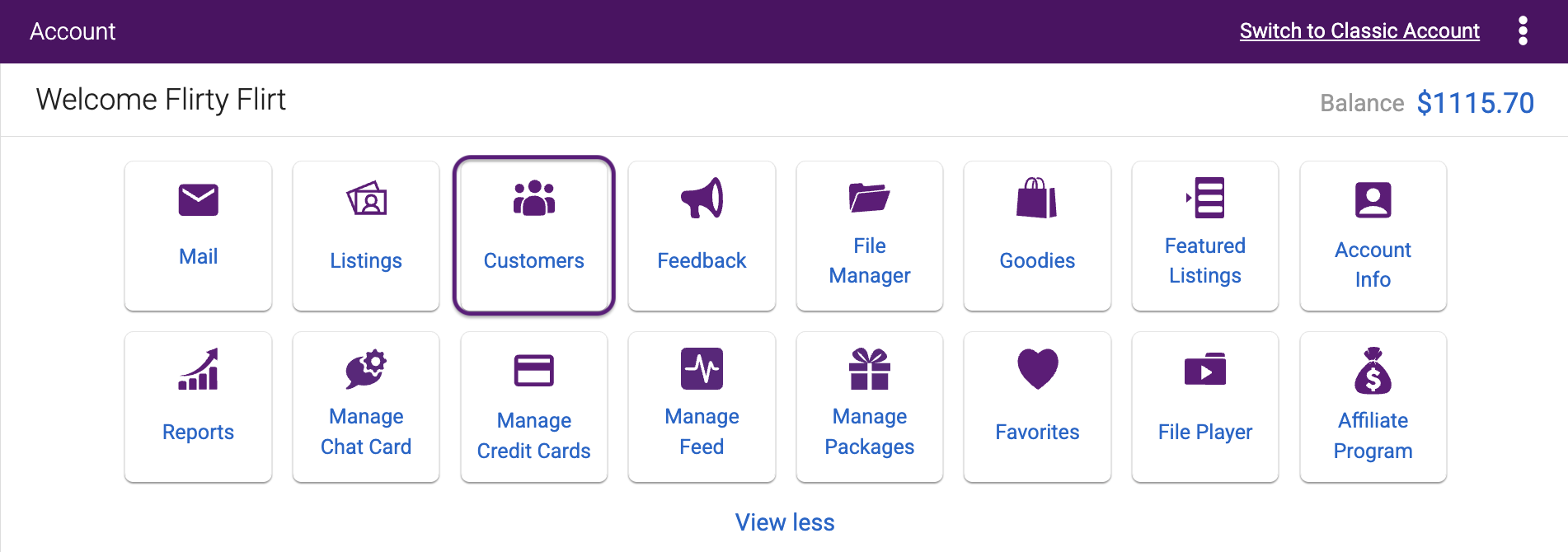 Customers icon in Flirt Center