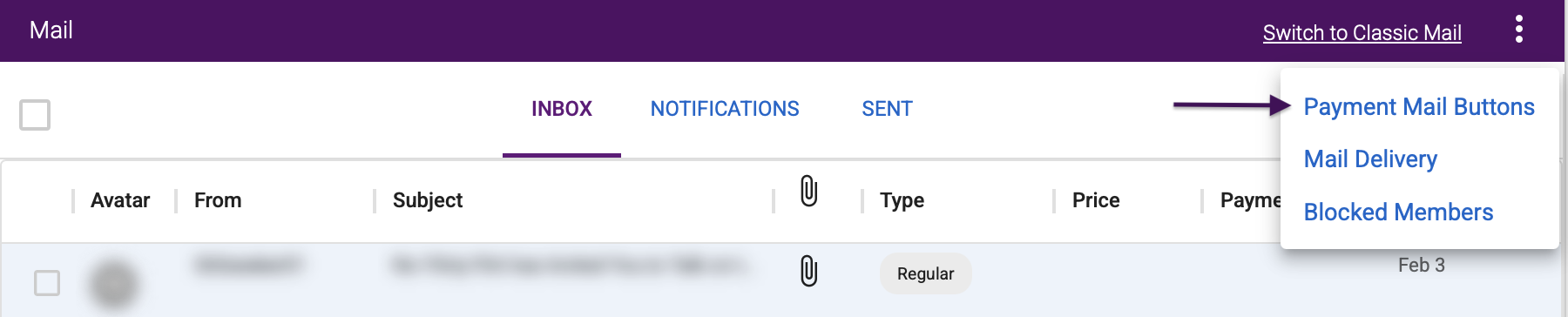 Access Payment Mail Buttons from NF Mail
