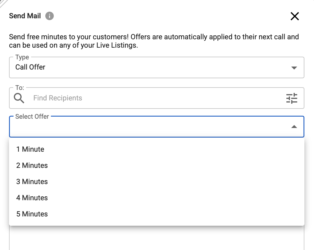 Composing a Call Offer with free call minutes