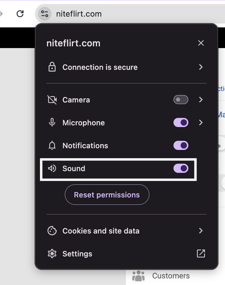 Allowing sound for NiteFlirt in Google Chrome